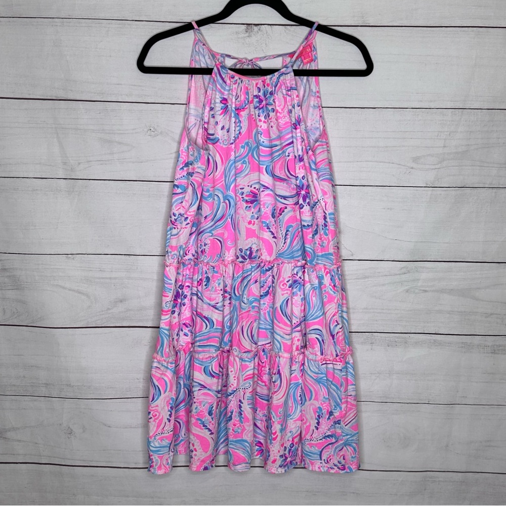 Lilly Pulitzer Pink and Blue Patterned Dress Size S